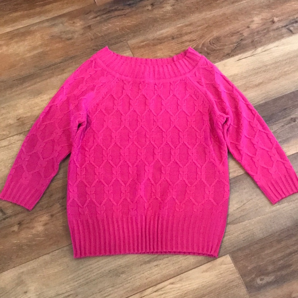 Vintage Sag Harbor Hot Pink Cable Knit Sweater